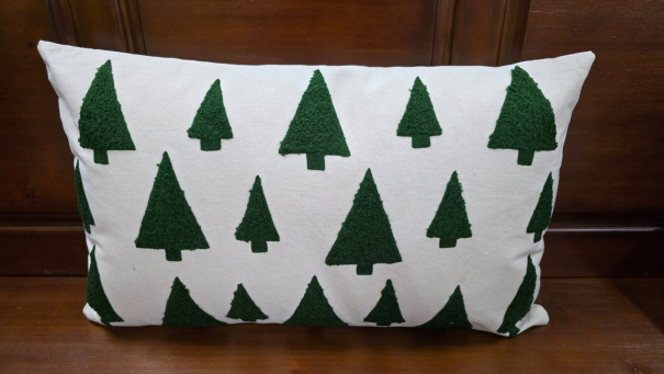 Rectangle Dark Green Tree Pillow 12x19.5x1in