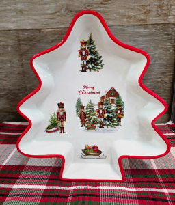 Merry Christmas Nutcracker Tree Plate 11.5x10.5x1.5in