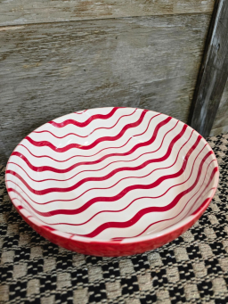 Candy Striped Serving Bowl 8x8x2.5in