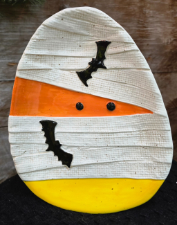 Candy Corn Mummy Dish 10x8x1.5in