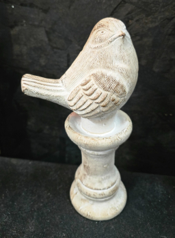 Cement Bird on Pedestal 5x3x10in