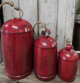 Red Weathered Welcome Bells Set of 3 - 24in, 16in and 12in