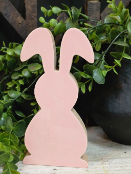 Pink Wooden Bunny 7x3in