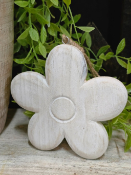 Whitewashed Flower Ornament 5in