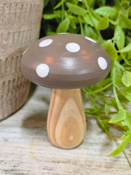 Mini Brown Wooden Mushroom 3.5in