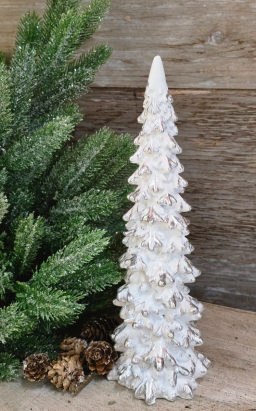 Short Silver Tipped Snow Tree 2x2x8.5in