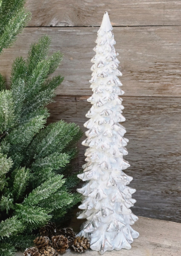 Tall Silver Tipped Snow Tree 2.5x2.5x10in