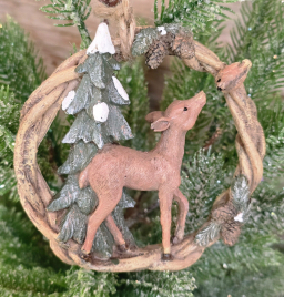 Antler W/Doe Ornament 3.5x3.5x1in