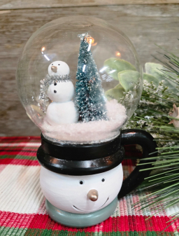 Snowman Mug Globe Resin 3.5x3x5in