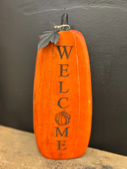 Small Orange Welcome Pumpkin 6x13.5in