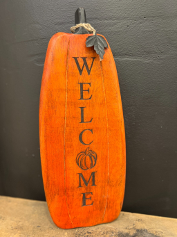 Large Orange Welcome Pumpkin 7.5x18in