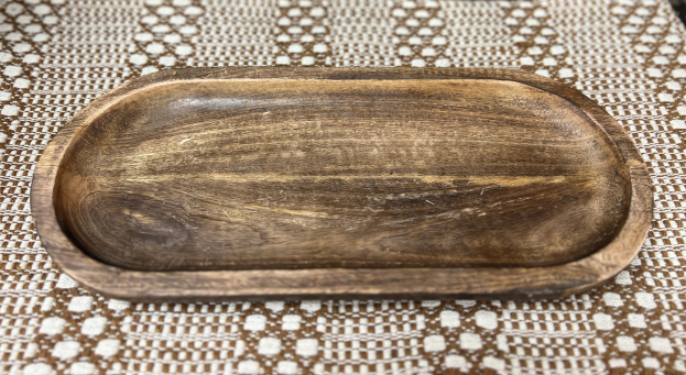 Dark Wood Oval Tray 18x8x1in