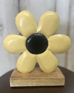 Yellow Wooden Flower 8x9in