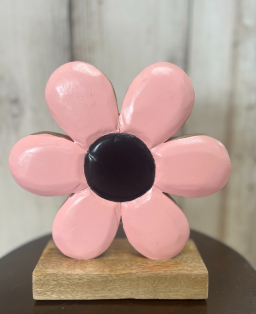 Pink Wooden Flower 8x9in