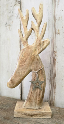 Natural Standing Deer Head 8x19in