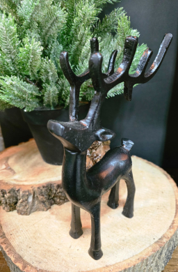 Black Aluminium Reindeer 8.5x6x3in